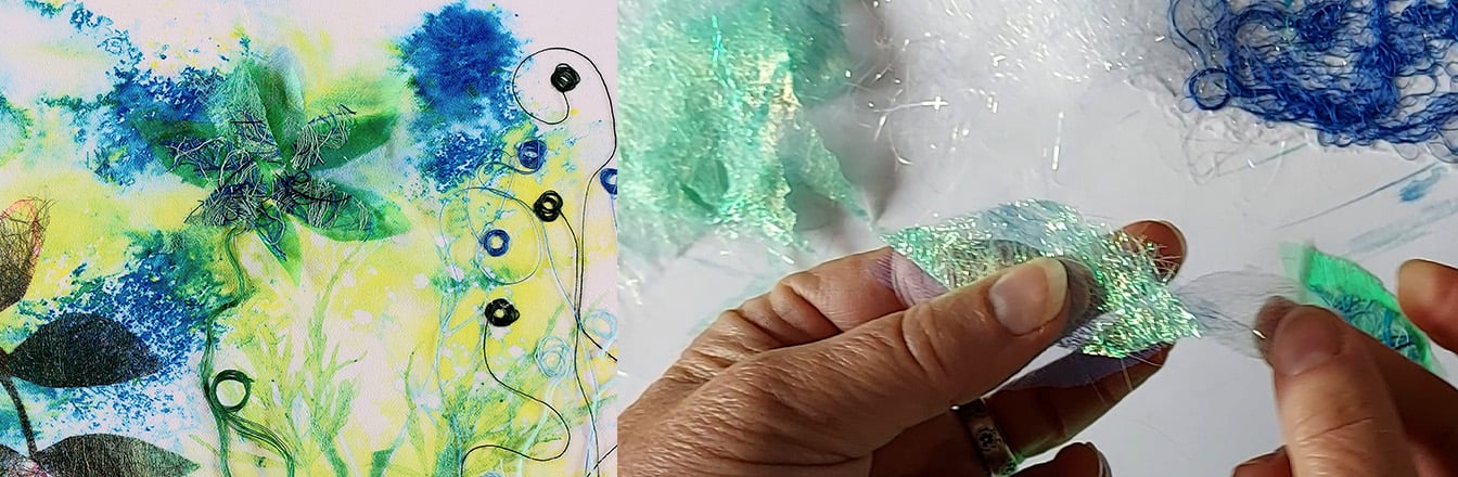 How to Create a Floral Textile Applique Using Transfer Dyes & Angelina Fibres