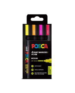 Posca Paint Marker 5M 4 Pack Fluorescent Colours