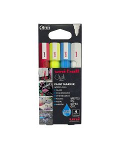 Uni ChalkGlass Marker Bullet Tip PWE-5M 4pc Pack Assorted
