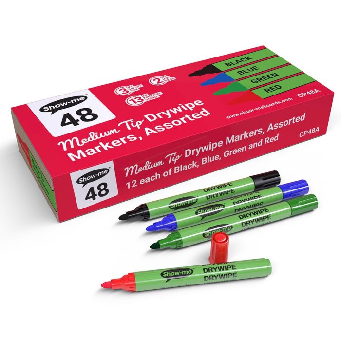 Show-me Drywipe Pens Medium Tip - Assorted
