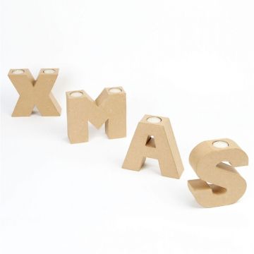 Xmas Paper Mache Candle Holders 15 x 5.5cm. Set of 4