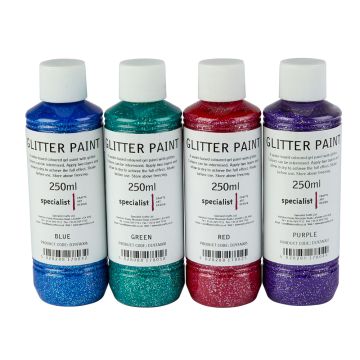 Specialist Crafts Glitter Paint - Assorted Colours. Set of 4