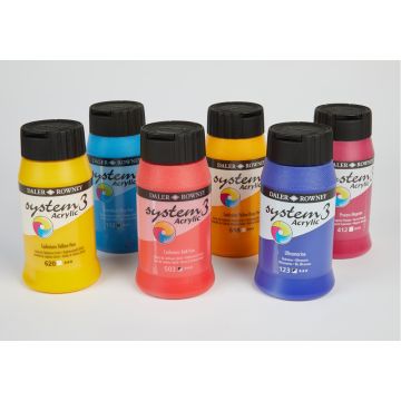 System 3 Original Acrylic Colours 500ml Set 2. Set of 6