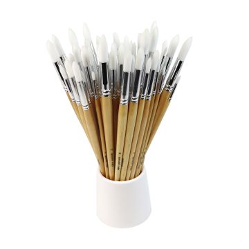 Student Round Synthetic Long Handled Brush Bulk Pack