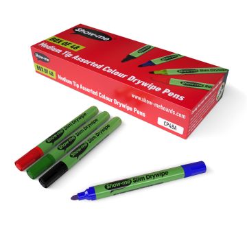 Show-me Drywipe Pens Medium Tip - Assorted