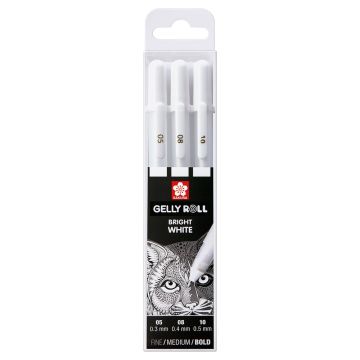 Sakura Gelly Roll Set Bright White Fine, Medium & Bold Set of 3
