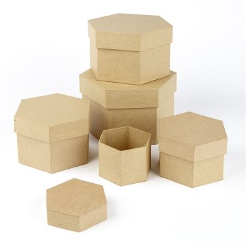 Large Hexagonal Boxes. Assorted. Pack of 5