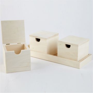 Wooden Boxes in a Tray. Per set
