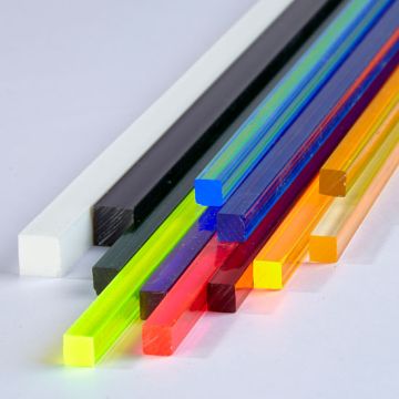 Coloured Square Extruded Acrylic Rods - 6.4mm Square