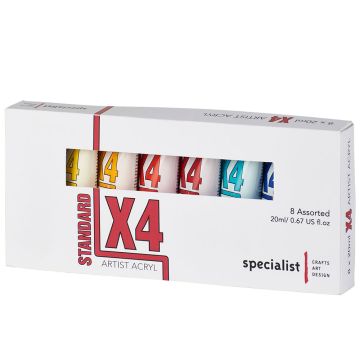 X4 Standard Acryl Tube 20ml Assorted. Set of 8