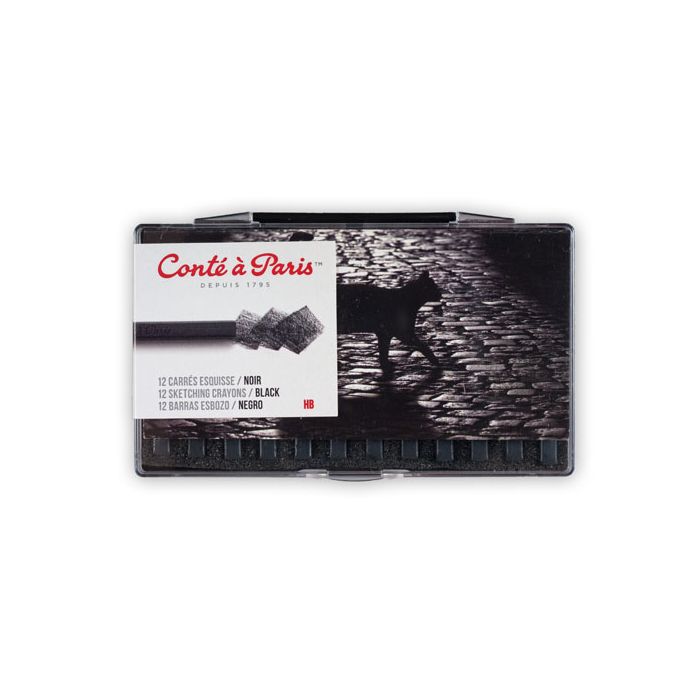 Conte Carres. Black. HB. Pack of 12