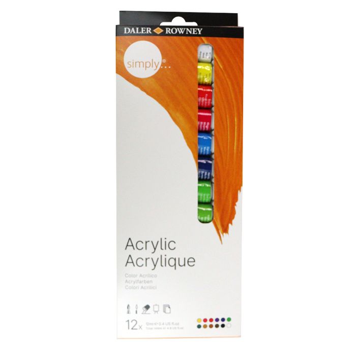 Daler Rowney Simply Acrylic Paint 12ml tube set
