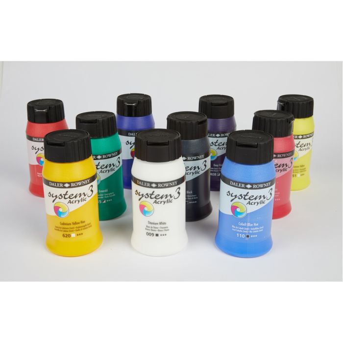 System 3 Original Acrylic Colours 500ml - Assorted Set