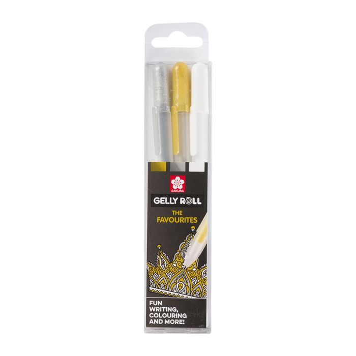 Sakura Gelly Roll Mixed Set Gold, Silver and White
