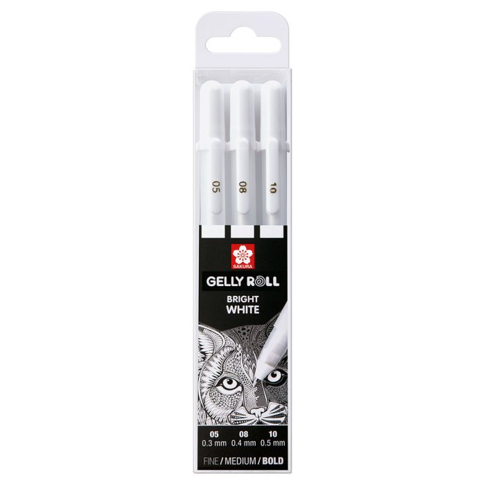 Sakura Gelly Roll Set Bright White Fine, Medium & Bold Set of 3
