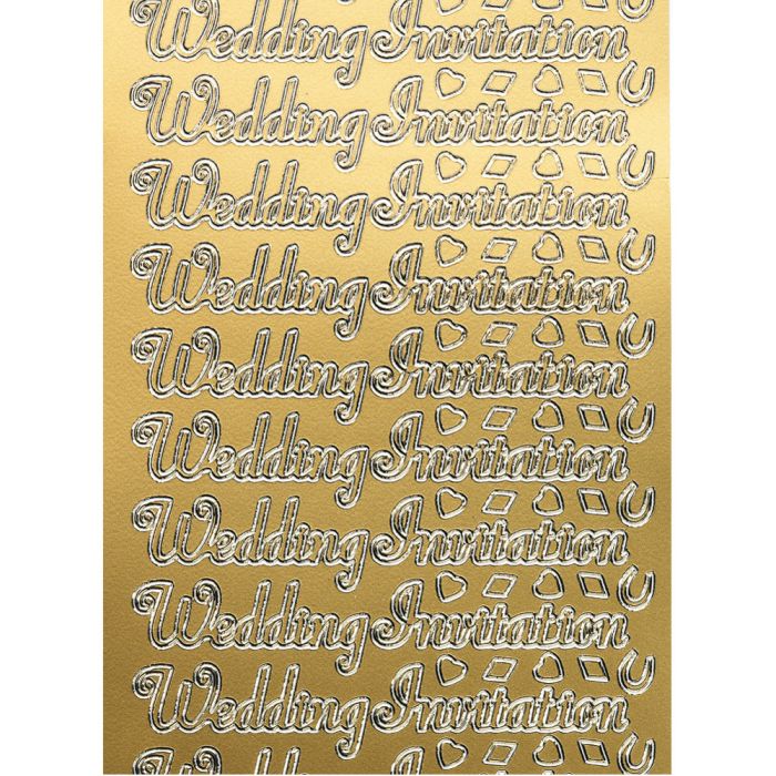 Wedding Invitation Gold Celebratory Text Stickers. Each 