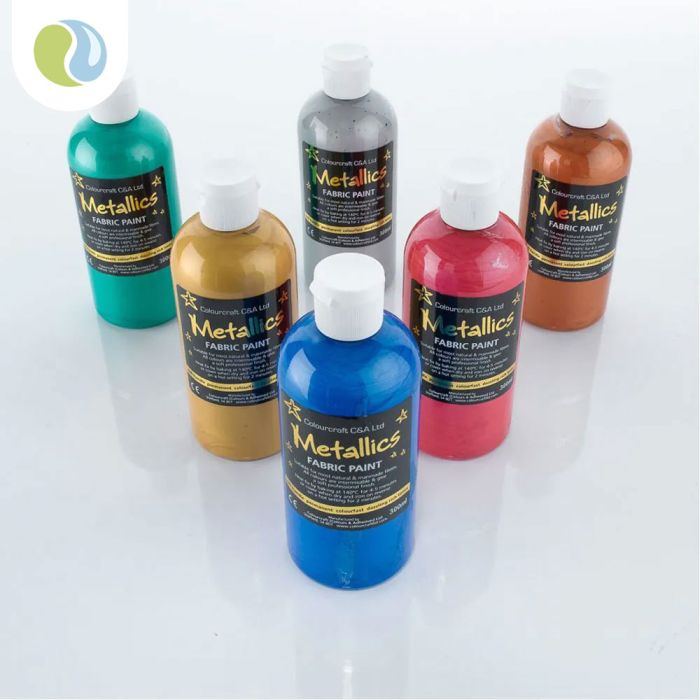 Colourcraft Metallic Fabric Paint - Assorted Colours. Set of 6