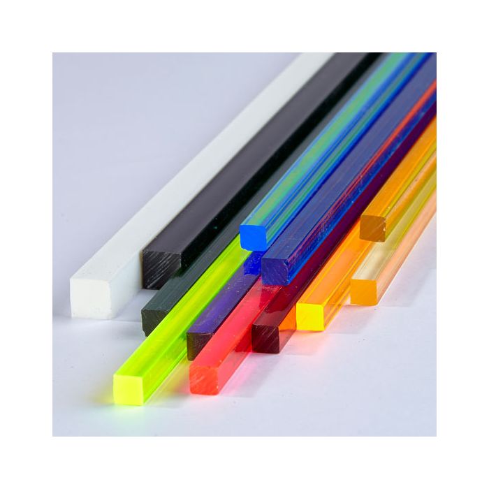 Coloured Square Extruded Acrylic Rods - 6.4mm Square