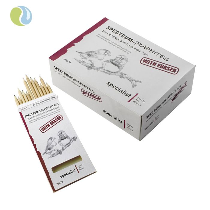 Spectrum Graphites Eraser Tipped HB Pencils. Per pack