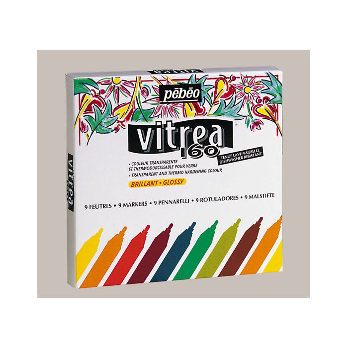Pebeo Vitrea 160 Gloss Markers. Pack of 9