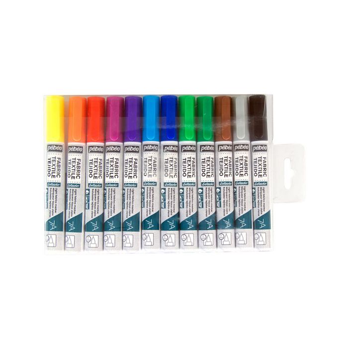 Pebeo 7A Fabric Pens - Assorted. Pack of 12
