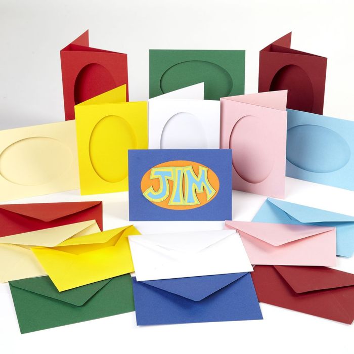Oval Cut Greetings Cards Assortment. Pack of 45