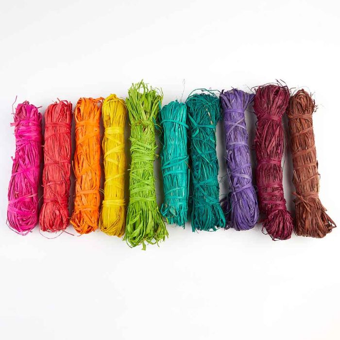 Raffia 10 x 50g Assorted Colours