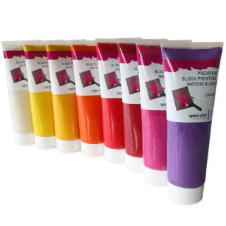 Specialist Crafts Premium Block Printing Watercolours 250ml - Assortment. Pack of 17