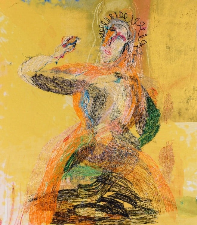 Danny Fox expressive painting Danny Fox figurative painting with simplified forms and loose expressive brushstrokes