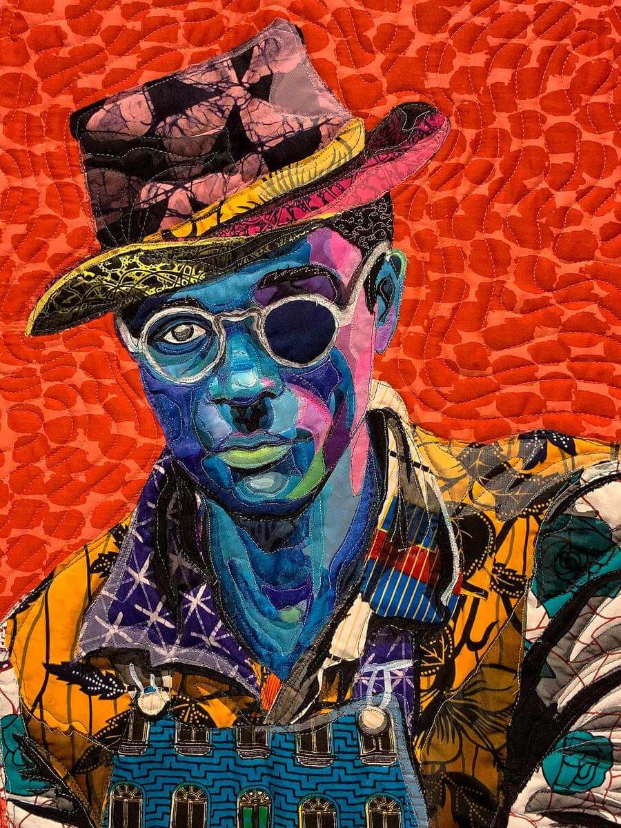 Expressive portrait by Amoako Boafo Expressive portrait by Amoako Boafo with textured areas of colour